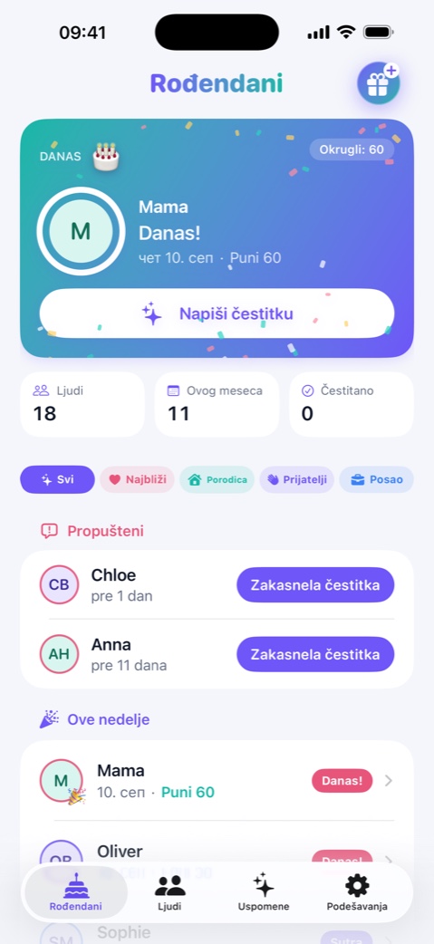 Candelina skuplja sve rođendane koje imaš, sa svih mesta na kojima ih čuvaš, i postara se da za njih čuješ na vreme — dok još stižeš da kažeš nešto svoje.