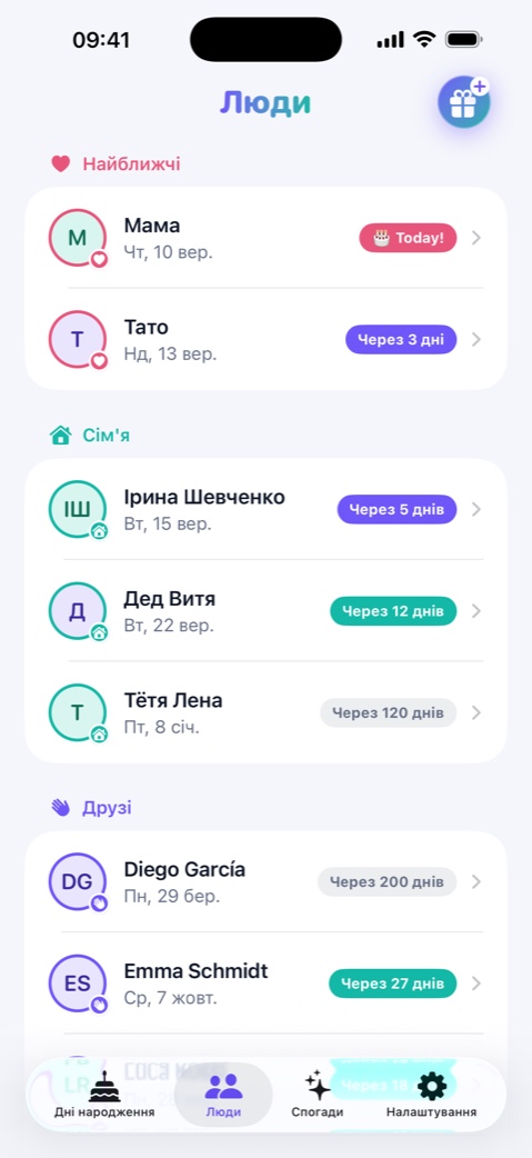 Candelina — нагадування про дні народження